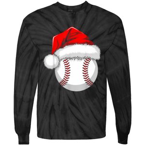 Funny Santa Hat Xmas Sport Lover Christmas Baseball Player Tie-Dye Long Sleeve Shirt