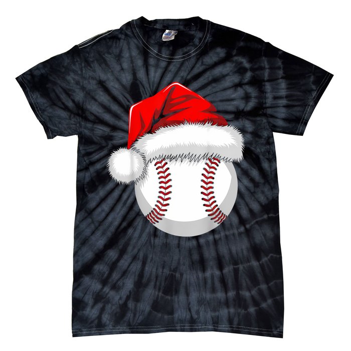 Funny Santa Hat Xmas Sport Lover Christmas Baseball Player Tie-Dye T-Shirt