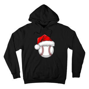 Funny Santa Hat Xmas Sport Lover Christmas Baseball Player Tall Hoodie