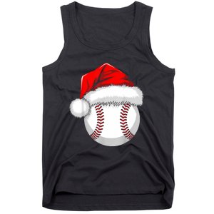 Funny Santa Hat Xmas Sport Lover Christmas Baseball Player Tank Top