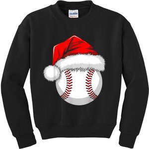 Funny Santa Hat Xmas Sport Lover Christmas Baseball Player Kids Sweatshirt