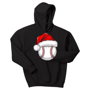 Funny Santa Hat Xmas Sport Lover Christmas Baseball Player Kids Hoodie