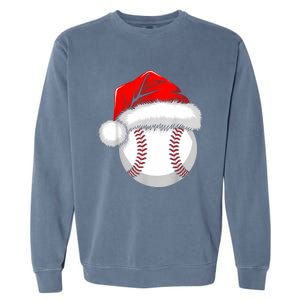 Funny Santa Hat Xmas Sport Lover Christmas Baseball Player Garment-Dyed Sweatshirt