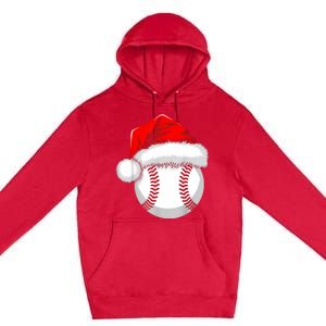 Funny Santa Hat Xmas Sport Lover Christmas Baseball Player Premium Pullover Hoodie