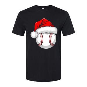 Funny Santa Hat Xmas Sport Lover Christmas Baseball Player Softstyle CVC T-Shirt