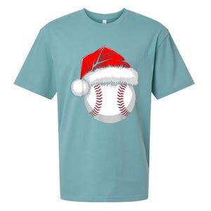 Funny Santa Hat Xmas Sport Lover Christmas Baseball Player Sueded Cloud Jersey T-Shirt