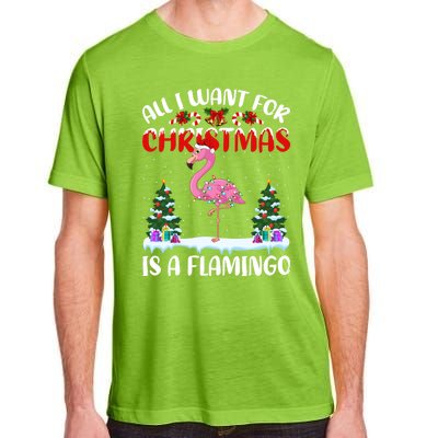 Funny Santa Hat All I Want For Christmas Is A Flamingo Great Gift Adult ChromaSoft Performance T-Shirt