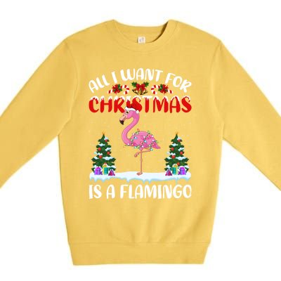 Funny Santa Hat All I Want For Christmas Is A Flamingo Great Gift Premium Crewneck Sweatshirt