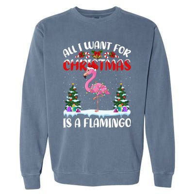 Funny Santa Hat All I Want For Christmas Is A Flamingo Great Gift Garment-Dyed Sweatshirt