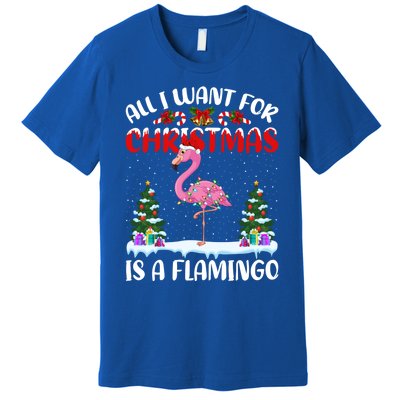 Funny Santa Hat All I Want For Christmas Is A Flamingo Great Gift Premium T-Shirt