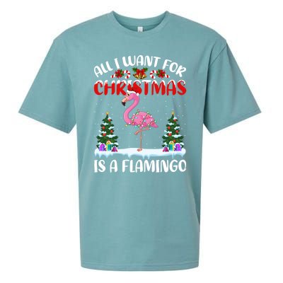 Funny Santa Hat All I Want For Christmas Is A Flamingo Great Gift Sueded Cloud Jersey T-Shirt