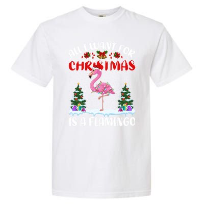 Funny Santa Hat All I Want For Christmas Is A Flamingo Great Gift Garment-Dyed Heavyweight T-Shirt