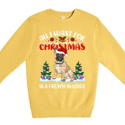 Funny Santa Hat All I Want For Christmas Is A French Bulldog Gift Premium Crewneck Sweatshirt