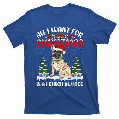 Funny Santa Hat All I Want For Christmas Is A French Bulldog Gift T-Shirt