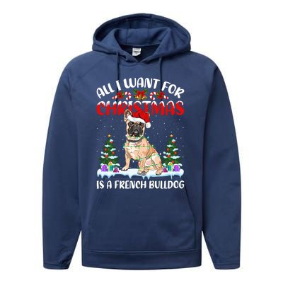 Funny Santa Hat All I Want For Christmas Is A French Bulldog Gift Performance Fleece Hoodie