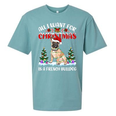 Funny Santa Hat All I Want For Christmas Is A French Bulldog Gift Sueded Cloud Jersey T-Shirt