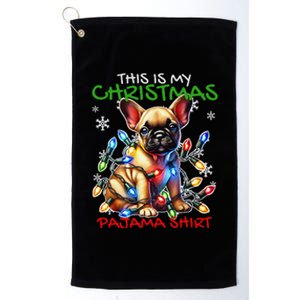 Frenchie Santa Hat & Christmas Lights Cute French Bulldog Platinum Collection Golf Towel