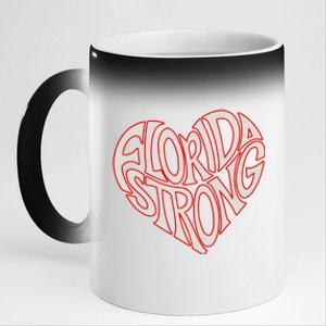 Florida Strong Heart State Pride Typography 11oz Black Color Changing Mug