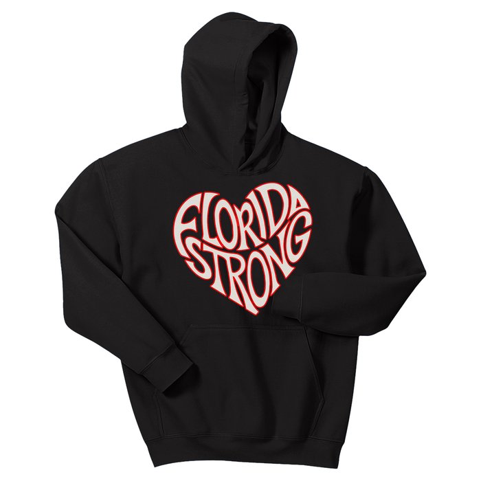 Florida Strong Heart State Pride Typography Kids Hoodie