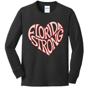 Florida Strong Heart State Pride Typography Kids Long Sleeve Shirt