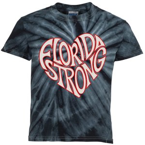 Florida Strong Heart State Pride Typography Kids Tie-Dye T-Shirt