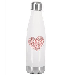 Florida Strong Heart State Pride Typography Stainless Steel Insulated Water Bottle