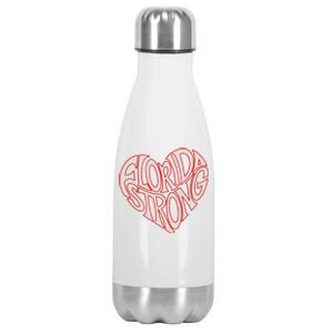 Florida Strong Heart State Pride Typography Stainless Steel Insulated Water Bottle