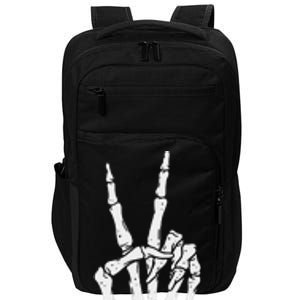 Funny Scary Halloween Skeleton Peace Hand Sign Impact Tech Backpack