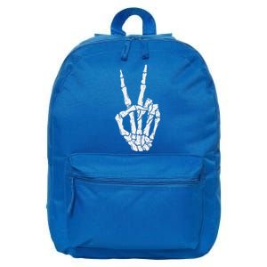 Funny Scary Halloween Skeleton Peace Hand Sign 16 in Basic Backpack