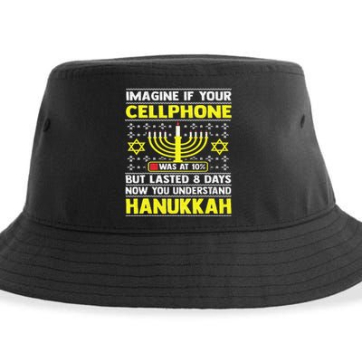 Funny Sarcastic Hanukkah Chanukah Cellphone Ugly Sweater Sustainable Bucket Hat