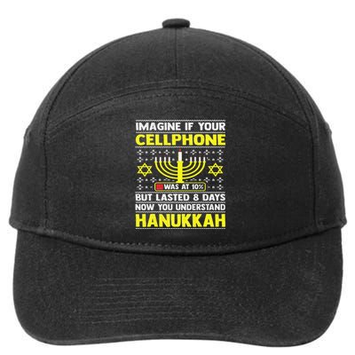 Funny Sarcastic Hanukkah Chanukah Cellphone Ugly Sweater 7-Panel Snapback Hat