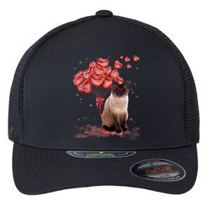 Funny Siamese Heart Valentines Day Cat Dad Mom Gift Flexfit Unipanel Trucker Cap