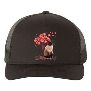 Funny Siamese Heart Valentines Day Cat Dad Mom Gift Yupoong Adult 5-Panel Trucker Hat