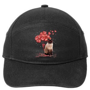 Funny Siamese Heart Valentines Day Cat Dad Mom Gift 7-Panel Snapback Hat