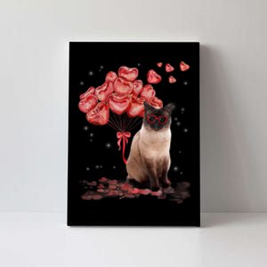 Funny Siamese Heart Valentines Day Cat Dad Mom Gift Canvas