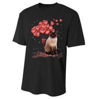 Funny Siamese Heart Valentines Day Cat Dad Mom Gift Performance Sprint T-Shirt