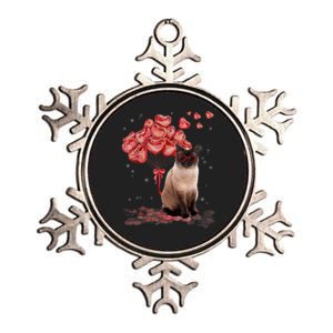 Funny Siamese Heart Valentines Day Cat Dad Mom Gift Metallic Star Ornament