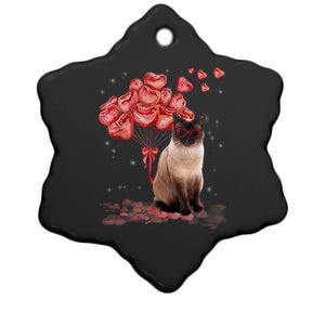 Funny Siamese Heart Valentines Day Cat Dad Mom Gift Ceramic Star Ornament