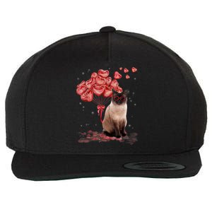 Funny Siamese Heart Valentines Day Cat Dad Mom Gift Wool Snapback Cap