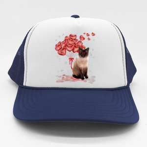 Funny Siamese Heart Valentines Day Cat Dad Mom Gift Trucker Hat