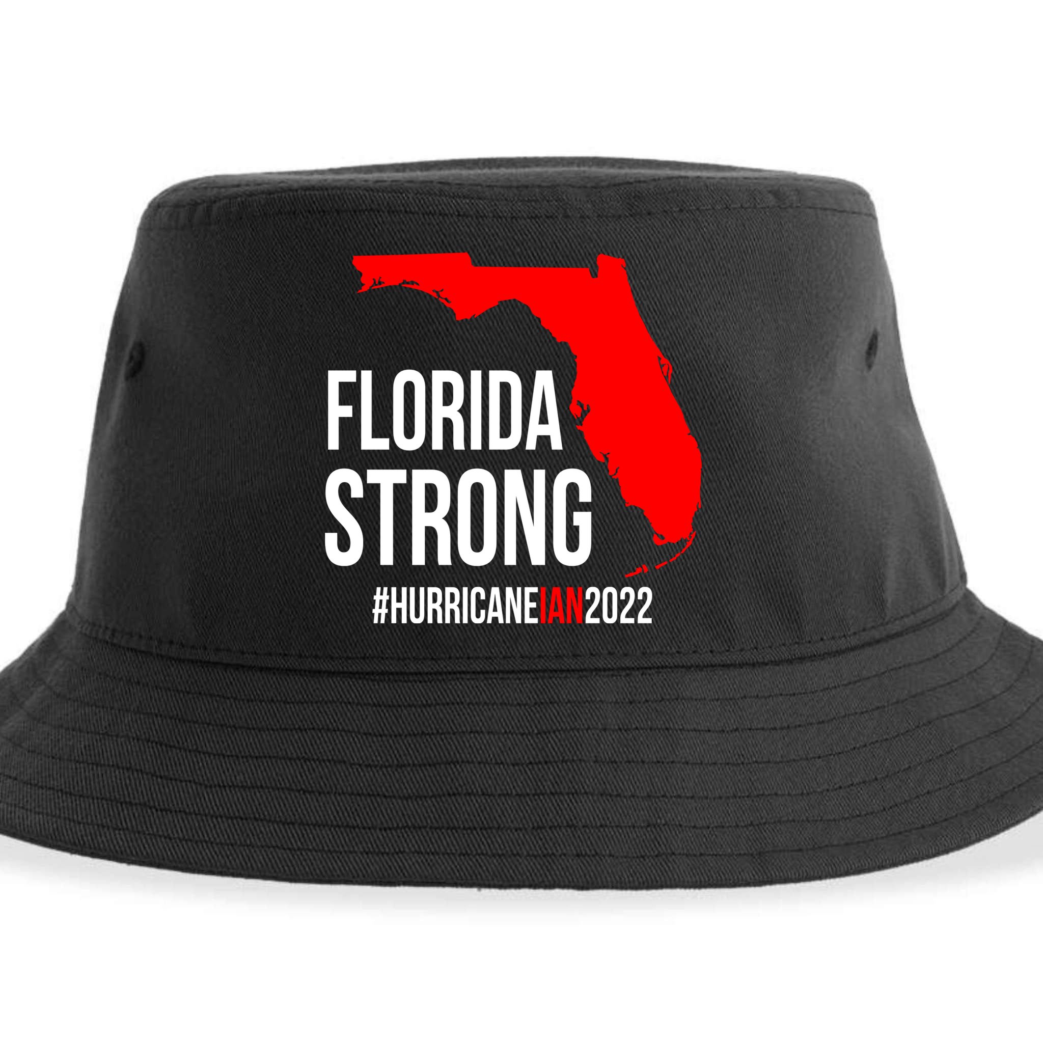 Florida Strong Hurricane Ian Support Florida Vintage American US Flag Sustainable Bucket Hat