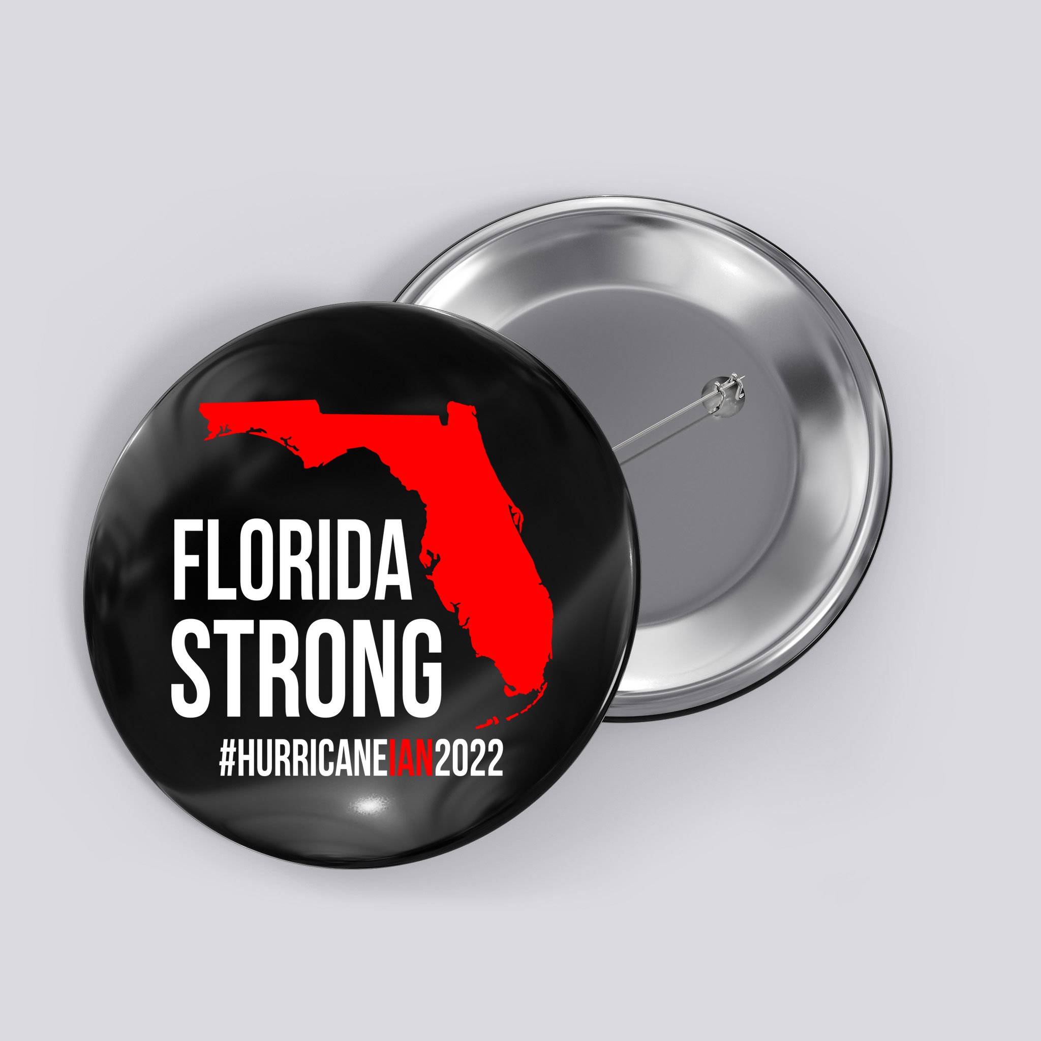 Florida Strong Hurricane Ian Support Florida Vintage American US Flag Button