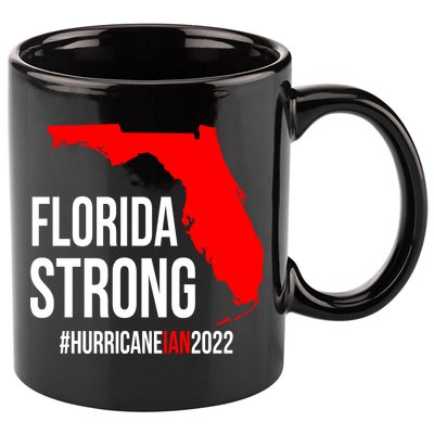Florida Strong Hurricane Ian Support Florida Vintage American US Flag 11oz C Handle Ceramic Mug