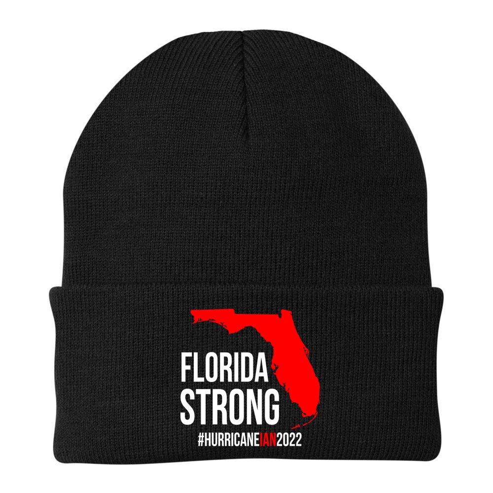Florida Strong Hurricane Ian Support Florida Vintage American US Flag Beanie