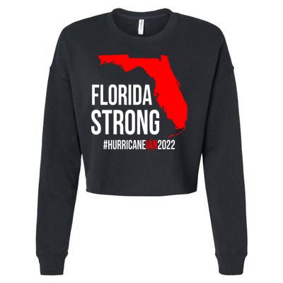Florida Strong Hurricane Ian Support Florida Vintage American US Flag Cropped Pullover Crew