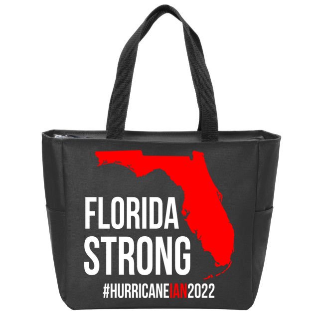 Florida Strong Hurricane Ian Support Florida Vintage American US Flag Zip Tote Bag