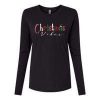 Festive Santa Hat and Holly Christmas Womens Cotton Relaxed Long Sleeve T-Shirt