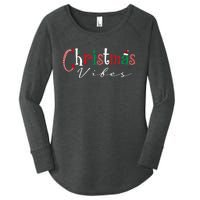 Festive Santa Hat and Holly Christmas Women's Perfect Tri Tunic Long Sleeve Shirt