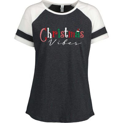 Festive Santa Hat and Holly Christmas Enza Ladies Jersey Colorblock Tee