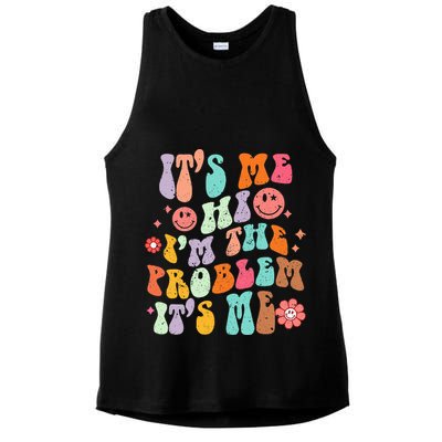 Funny Sarcasm Humor I'm A Problem Retro Groovy Ladies PosiCharge Tri-Blend Wicking Tank
